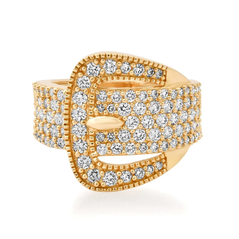 Best Heavy Rings-Bold Belt Buckle Pave Diamond Statement Ring