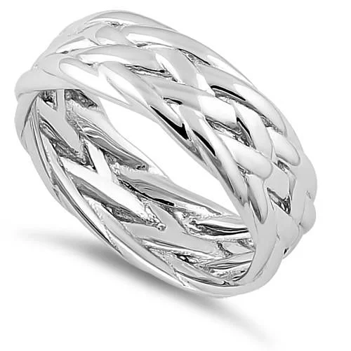 Rings Wear Advice-Sterling Silver Basket Weave Eternity Band