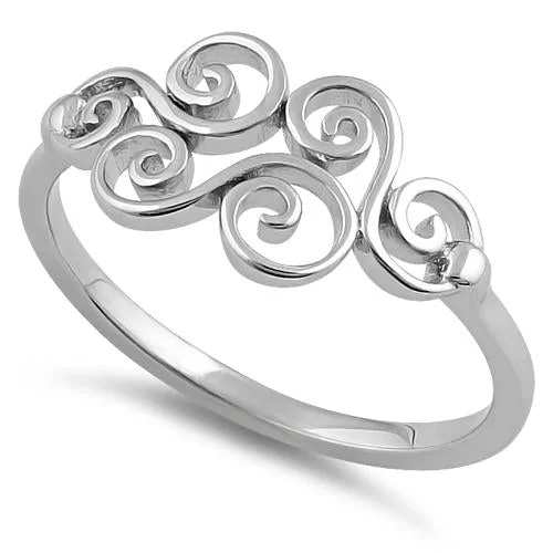 Rings Wear Guide-Sterling Silver Curly Waves Ring