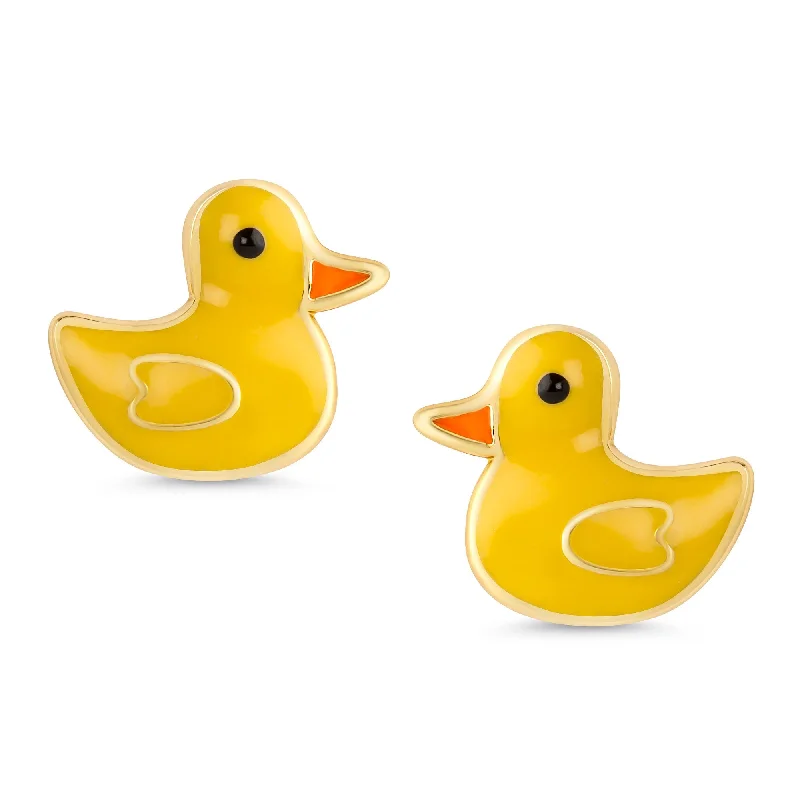 Smooth Earrings For Wear-Yellow Duck Stud Earrings