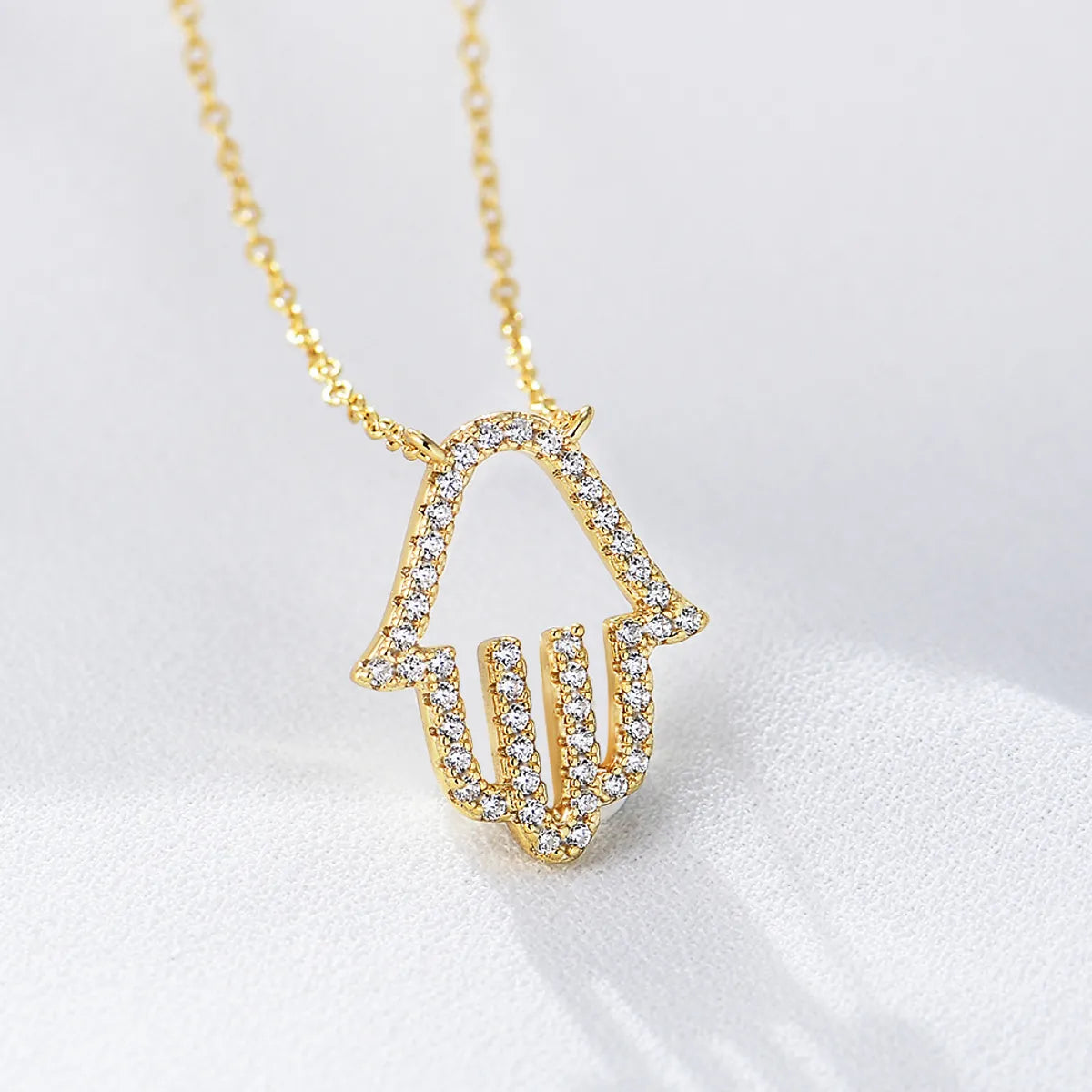 Necklaces For Edgy Looks-1 Piece Fashion Palm Sterling Silver Inlay Rhinestones Pendant Necklace