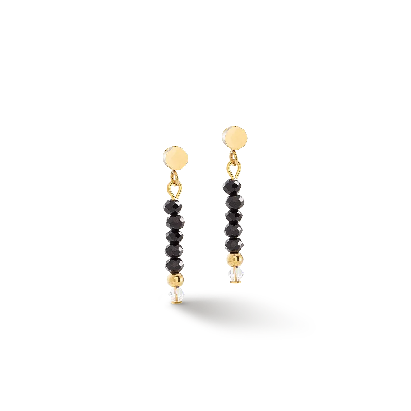 Earrings For Wide Faces-Little Twinkle earrings gold-black