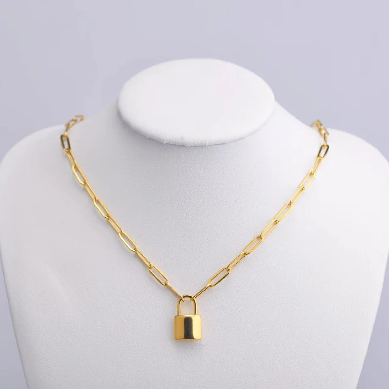 Necklaces For Flat Style-Stainless Steel Titanium Steel Hip-Hop Geometric Lock Pendant Necklace