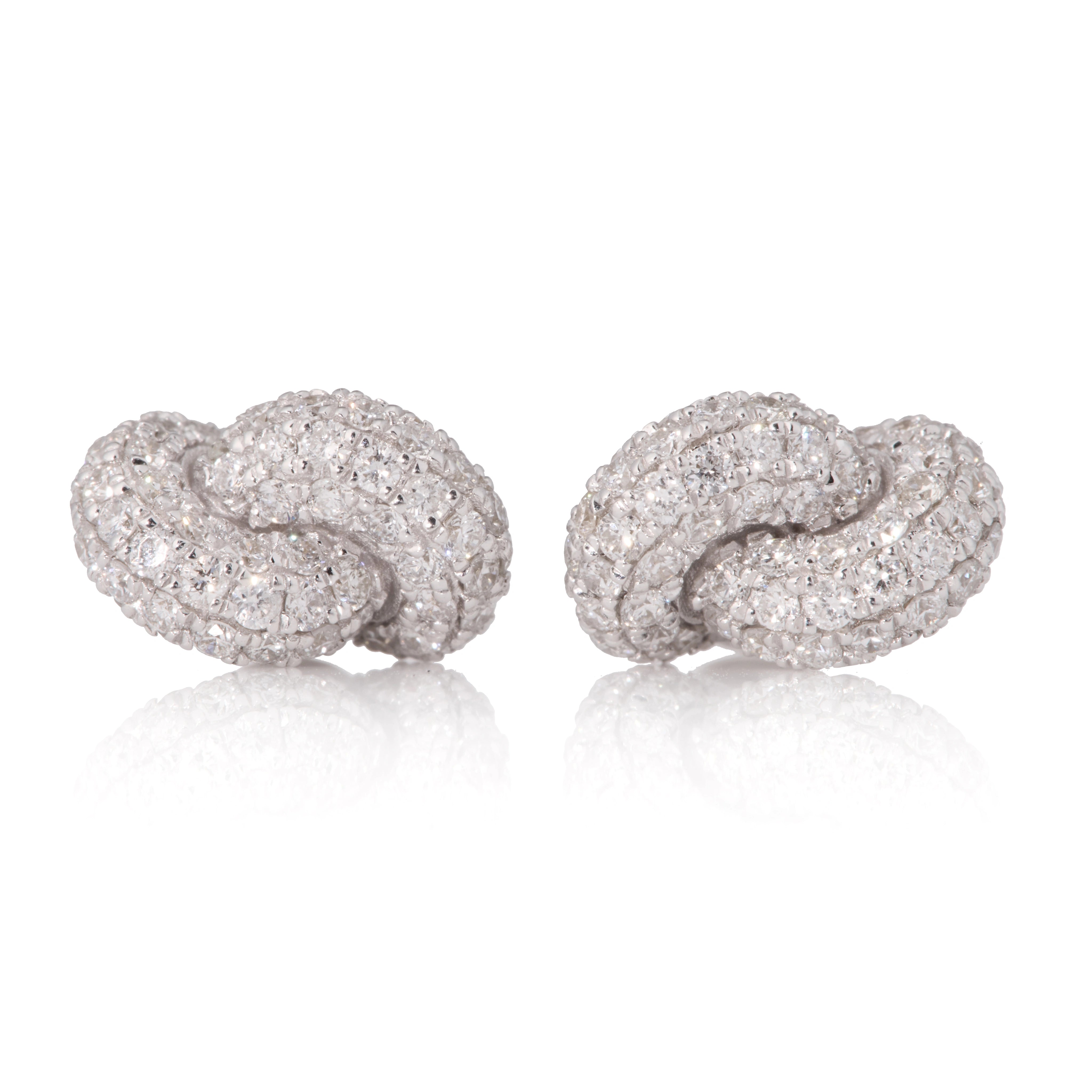 Earrings With Fun Patterns-Petite Nouer Pave Knot Studs