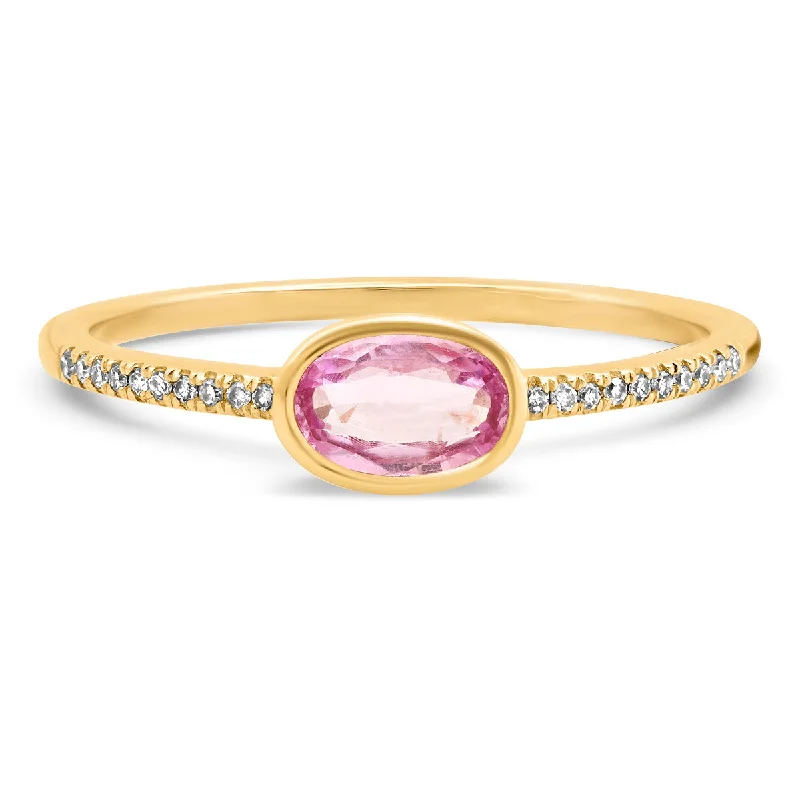 Best Cheap Rings-Oval Pink Sapphire & Diamond Ring