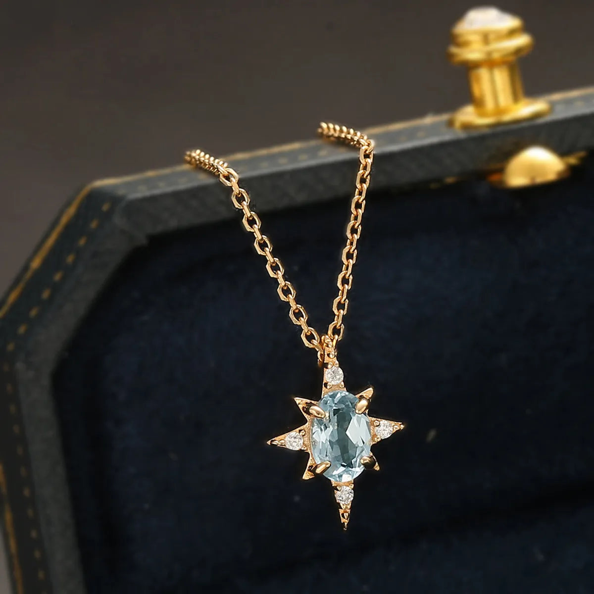 Necklaces For Mixed Metals-Elegant Star Sterling Silver Plating Inlay Zircon 18k Gold Plated Pendant Necklace