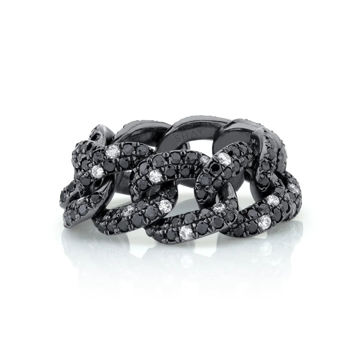 Rings Shine Tips-Black Diamond Twinkle Jumbo Link Ring