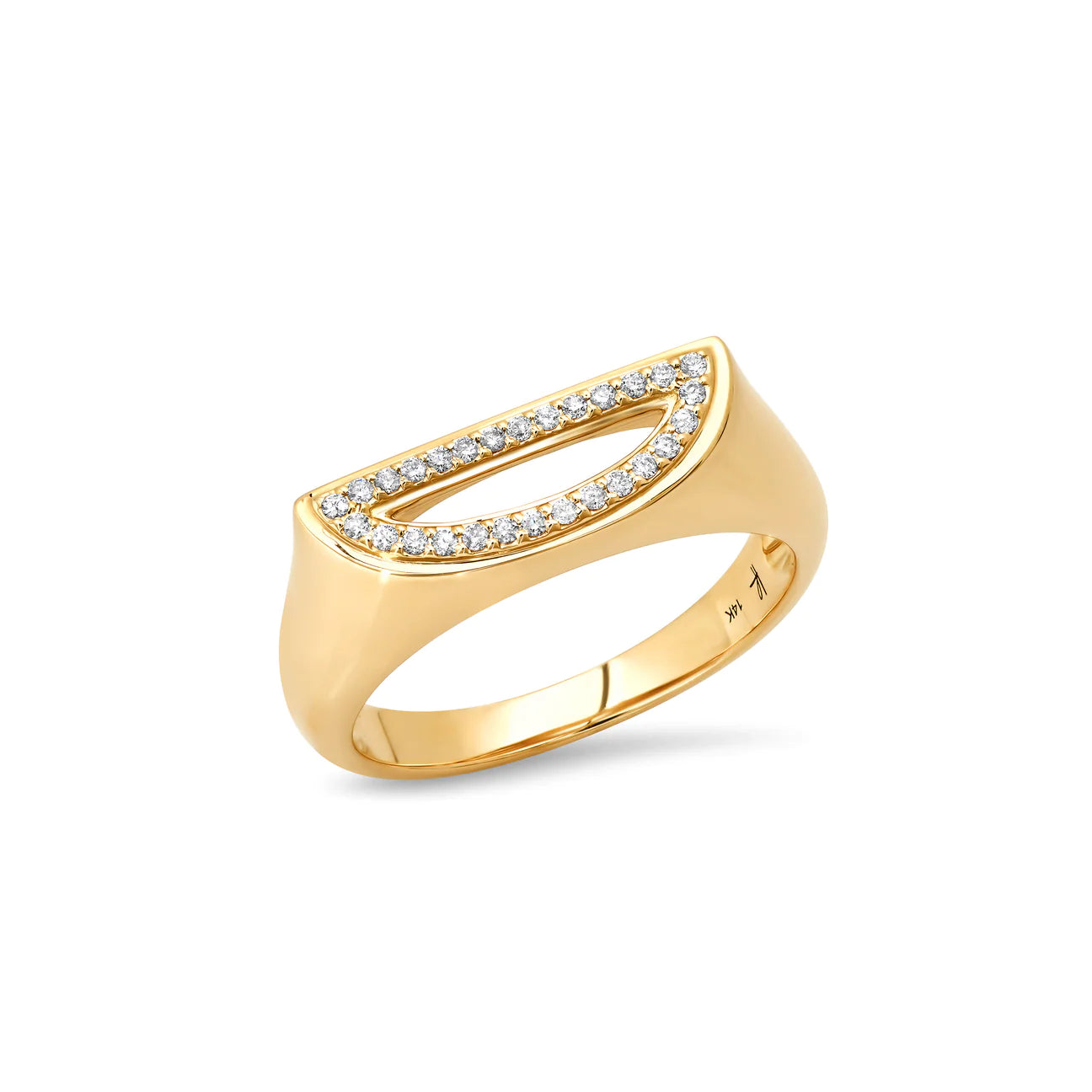 Rings With Sleek Lines-Chunky Initial Diamond Stacking Ring