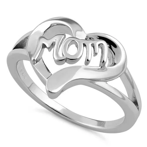 Recycled Rings-Sterling Silver Heart Mom Ring