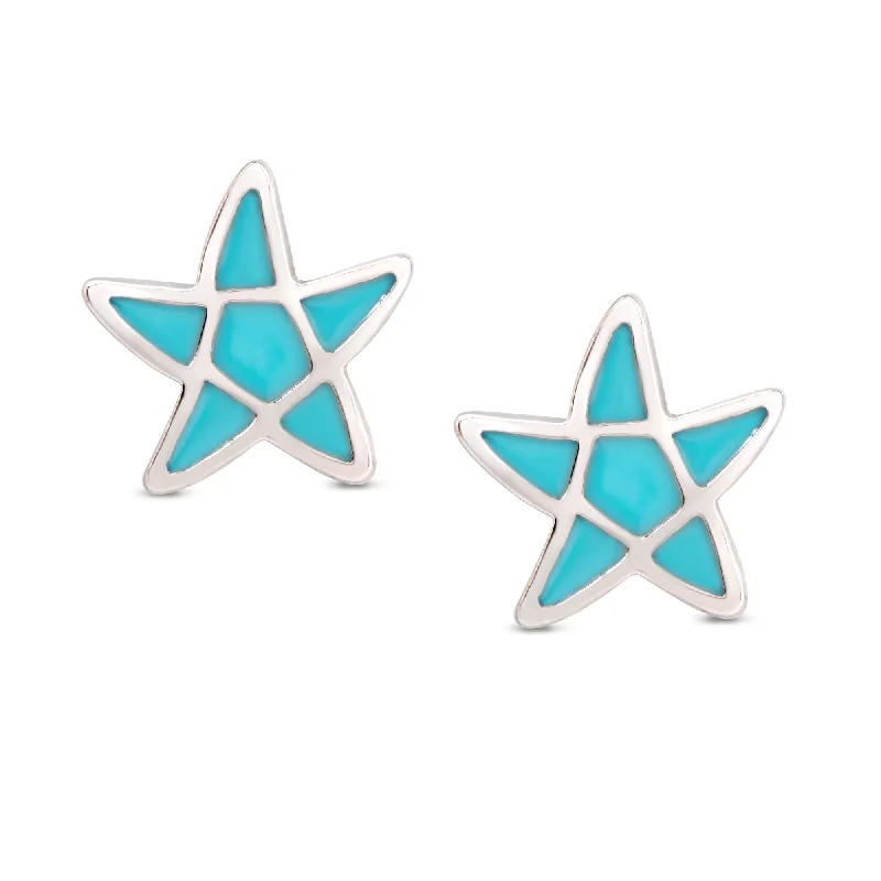 Earrings For Warm Hues-Starfish Stud Earrings in Sterling Silver