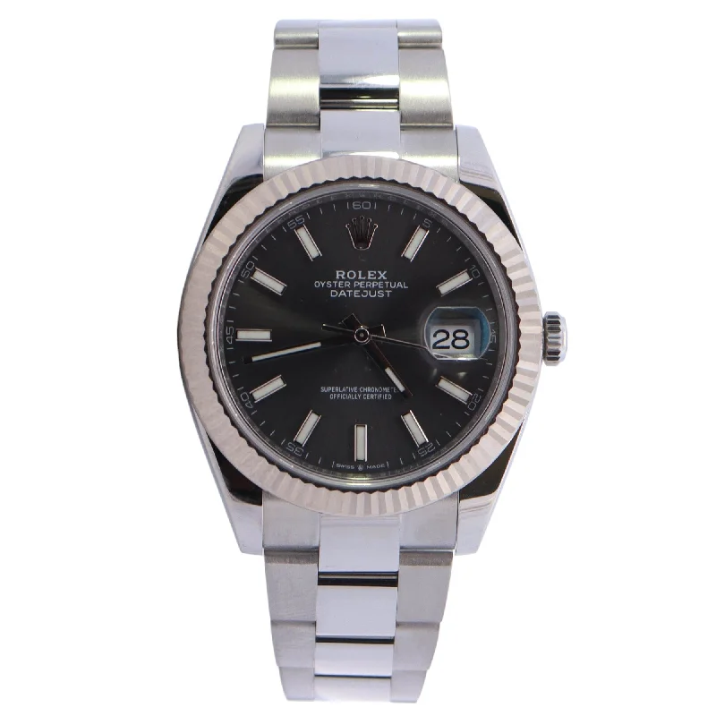 Bold Watches For Nights-Rolex Datejust 41mm Rhodium Dial Watch Ref# 126334