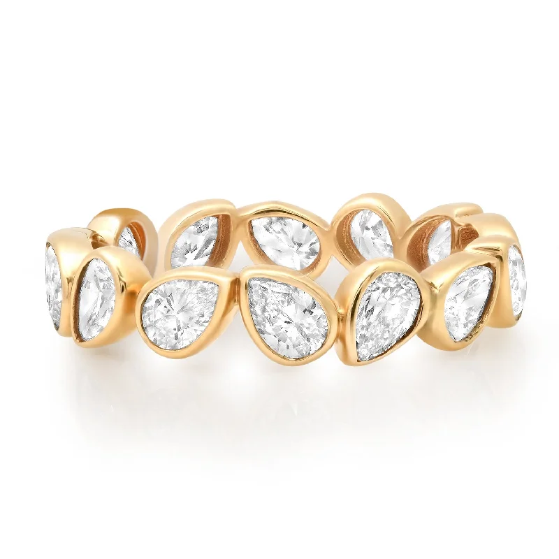 Rings For Soft Glam-Alternating Bezel Set Diamond Pears Eternity Band Ring