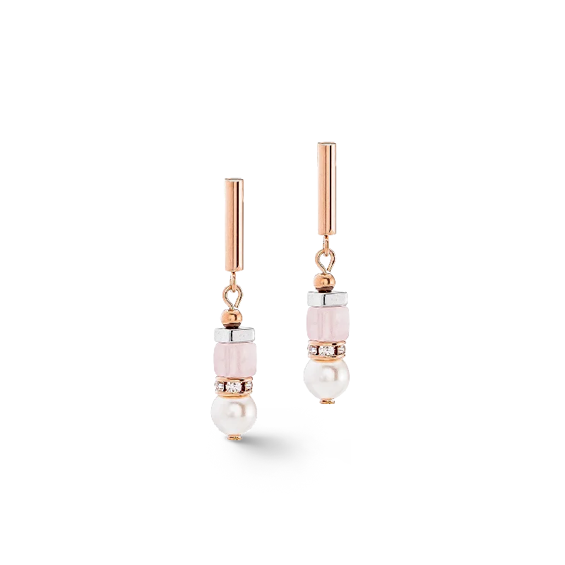 Affordable Earrings Online-Precious Fusion Offset earrings rose gold-ice pink