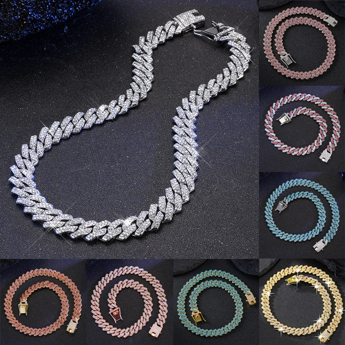 Best Necklaces For Weddings-Hip-hop Necklace Alloy Inlay Rhinestones Men's Necklace