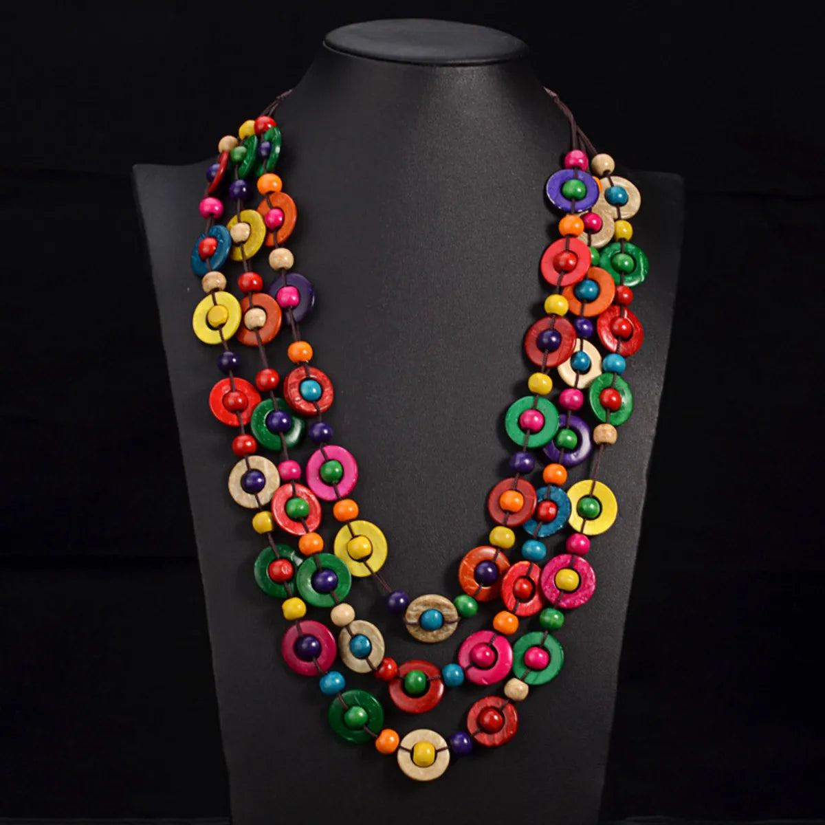 Necklaces Shine Rating-Ethnic Style Color Block Wood Patchwork Women's Necklace