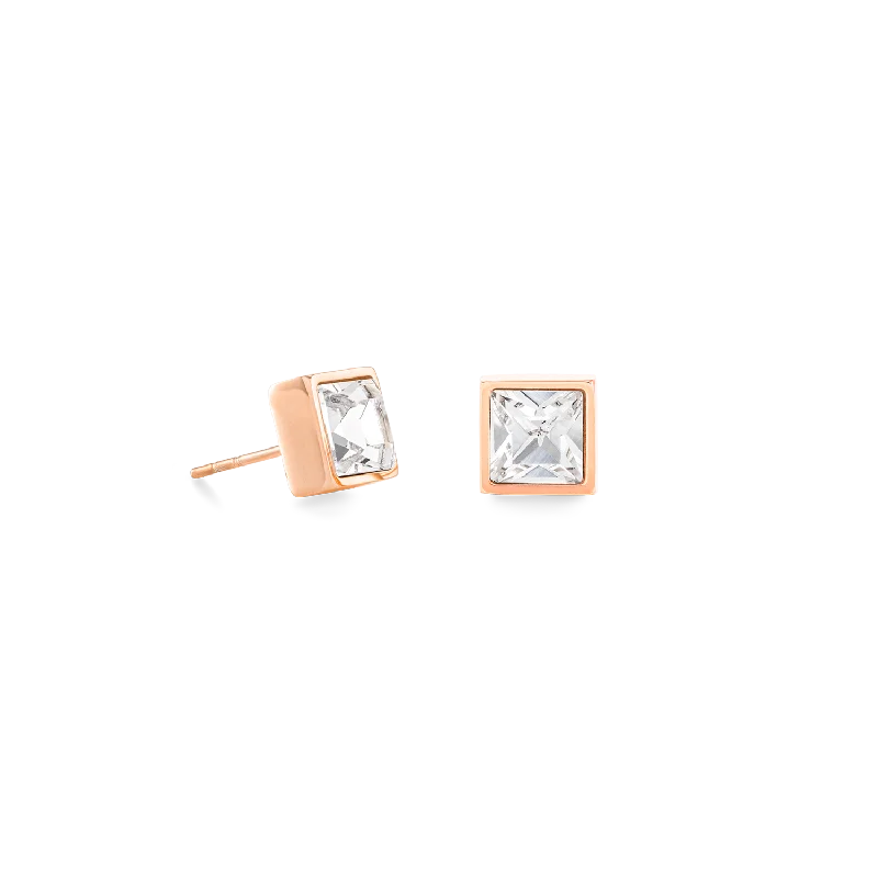 Best Pick Earrings-Brilliant Square big earrings roségold crystal