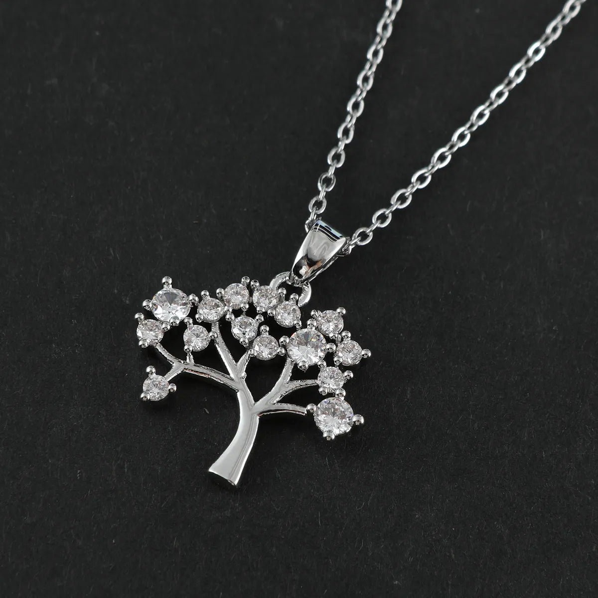 Necklaces For Subtle Shine-Elegant Streetwear Tree Steel Copper Inlay Zircon Women'S Pendant Necklace