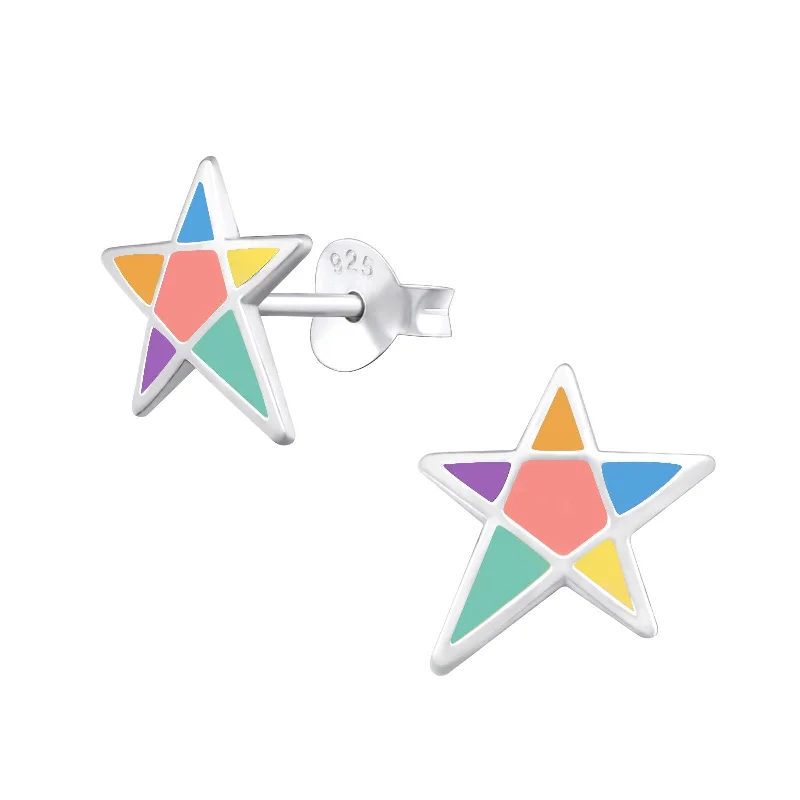 Earrings Discount Offers-Star Stud Earrings in Sterling Silver