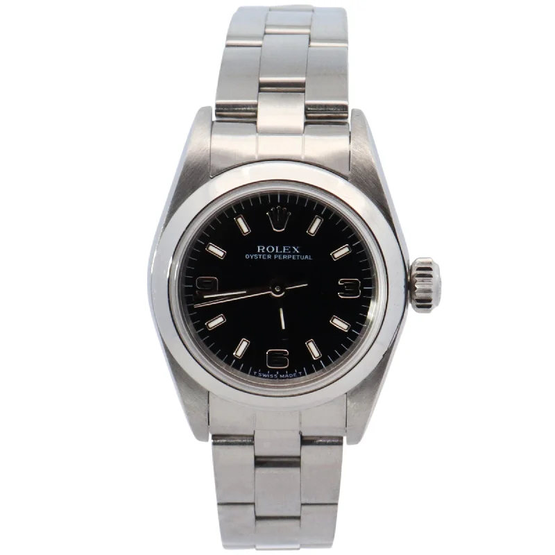 Watches For Kids-Rolex Oyster Perpetual 26mm Black Dial Watch Ref# 67180