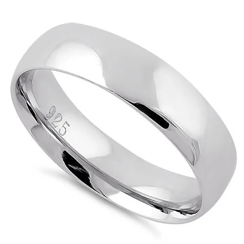 Rings For Mixed Metals-Sterling Silver Wedding Band 5mm