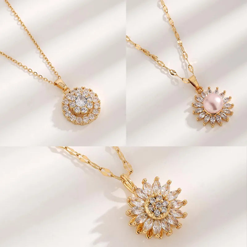 Necklaces Care Advice-Copper 18K Gold Plated Glam Luxurious Simple Style Plating Inlay Flower Zircon Pendant Necklace