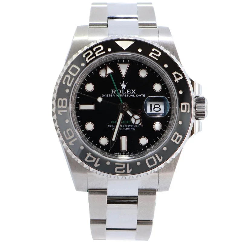 Watches With Silver Shine-Rolex GMT-Master II 40mm Black Dial Ref# 126710GRNR