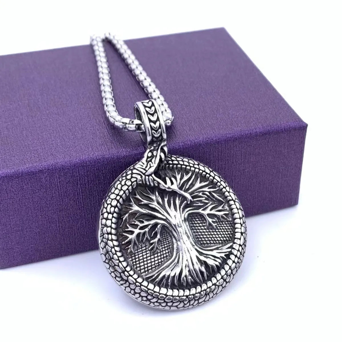 Necklaces For Layered Bracelets-Retro Punk Tree 304 Stainless Steel Men'S Charms Pendant Necklace