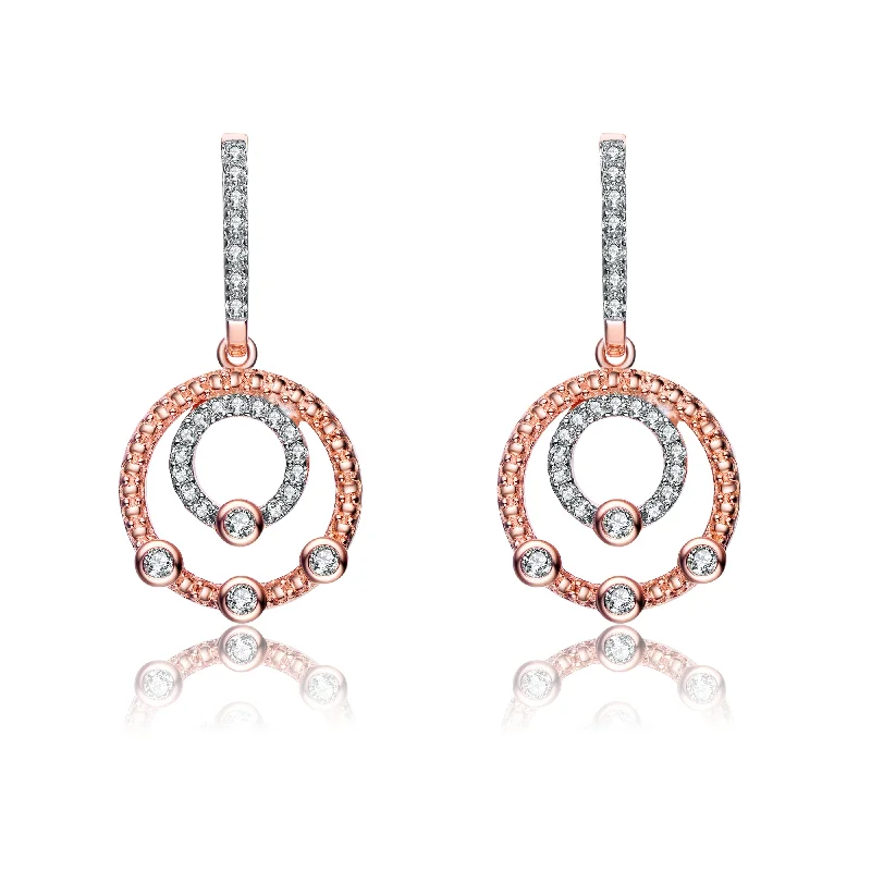 Earrings For Work Looks-Rose Gold Overlay Cubic Zirconia Orbit Earrings