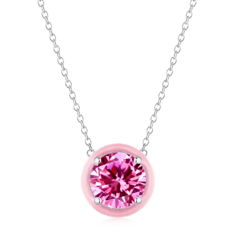 White Gold Color Pink round Dy190132