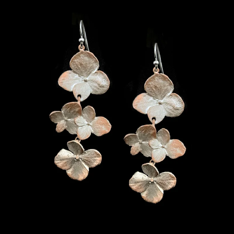 Earrings For Gold Lovers-Fine Hydrangea Silver Flower Earrings