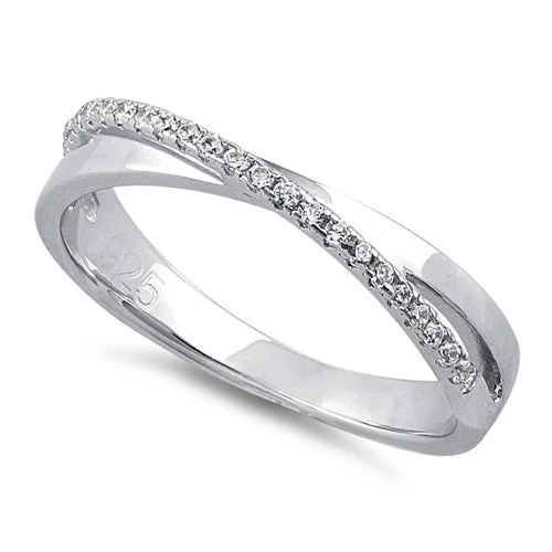 Rings Care Advice-Sterling Silver Overlap Clear CZ Ring