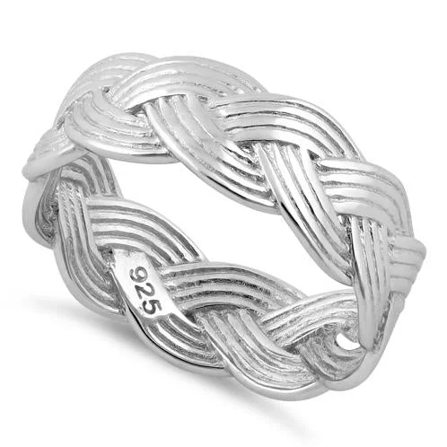 Durable Rings For Long Wear-Sterling Silver Braided Band Ring