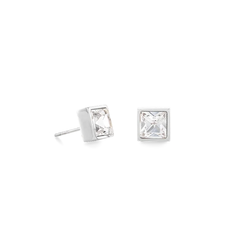 Best Wear Earrings-Brilliant Square big earrings silver crystal