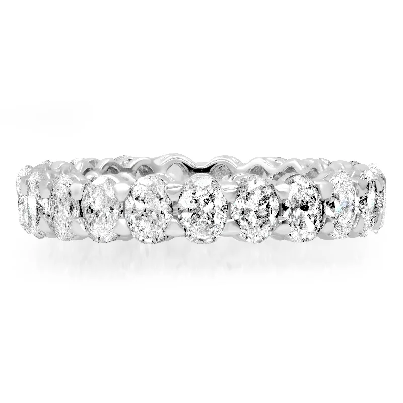 Rings With Engraved Designs-Sustainable Diamond Oval Eternity Band Ring