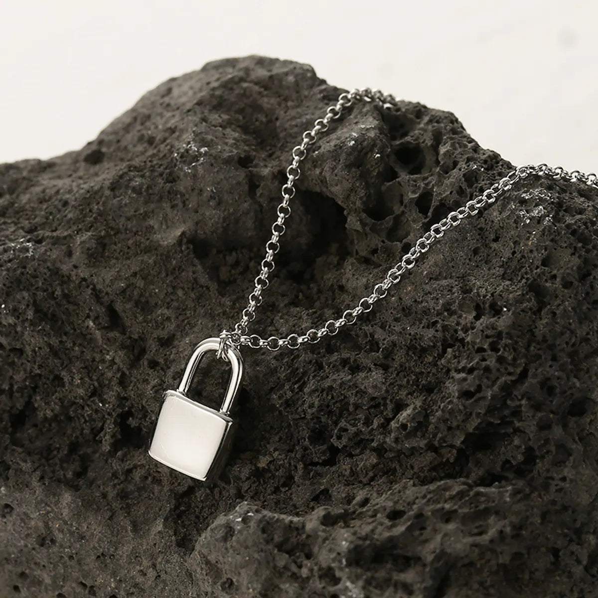 Necklaces For Adults-Elegant Lock Sterling Silver Plating White Gold Plated Pendant Necklace