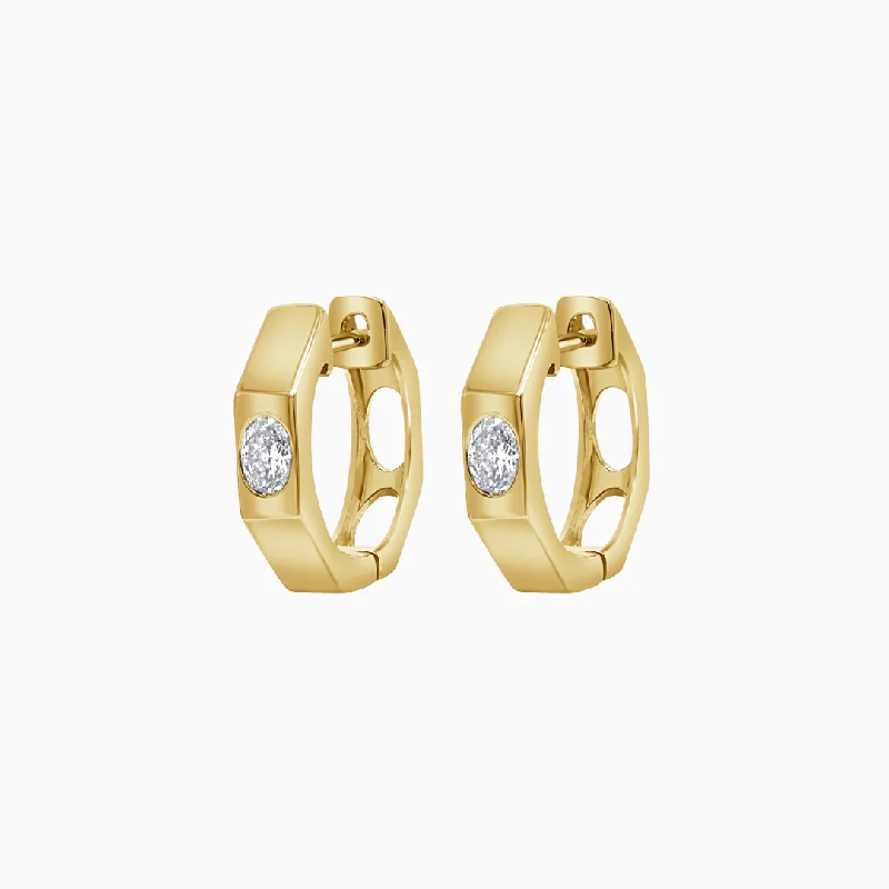 Earrings For City Style-Octa Oval Diamond Hoops