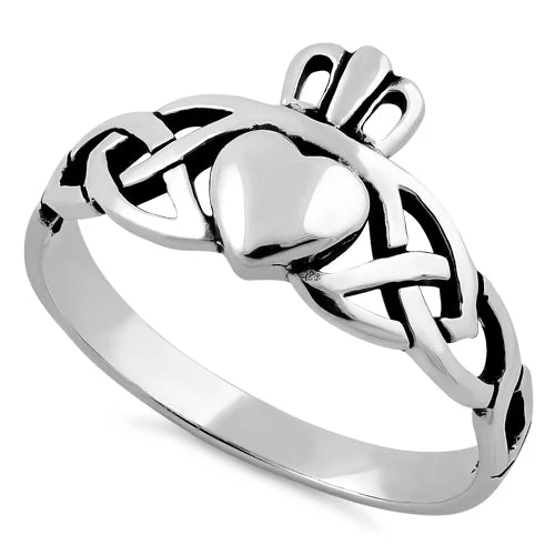 Rings For Mix And Match-Sterling Silver Celtic Claddagh Ring