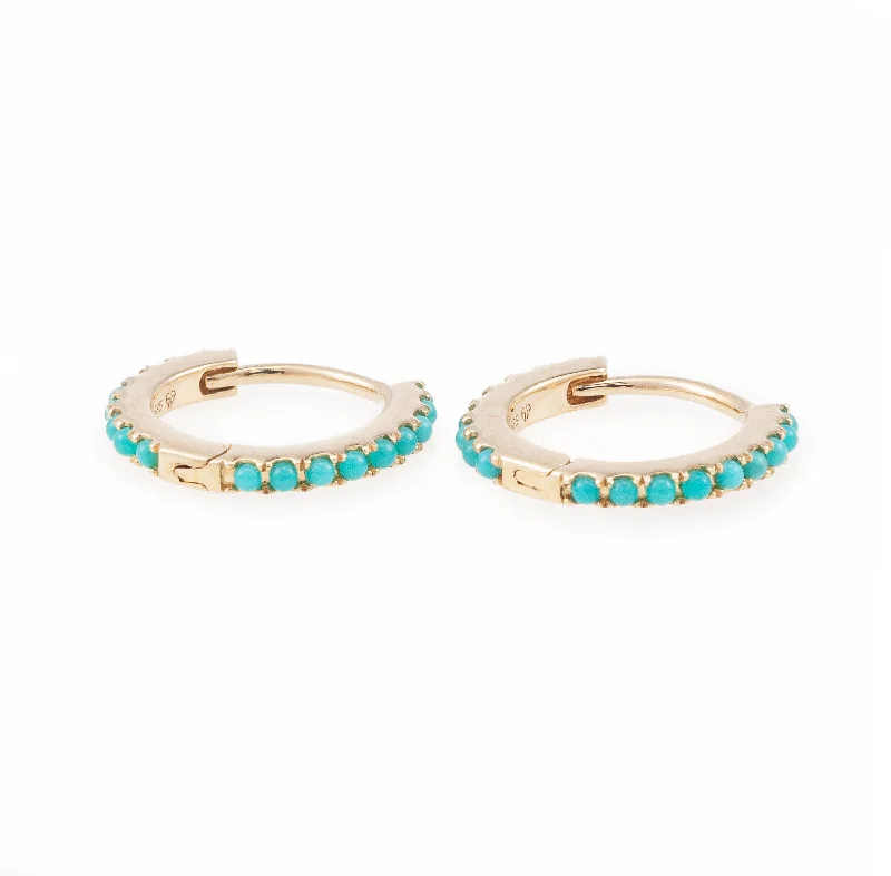 Earrings Gem Options-Classic Turquoise Huggies