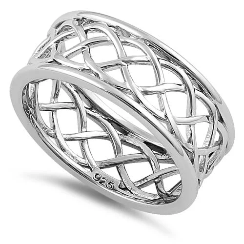 Luxury Rings For Gifts-Sterling Silver Braided Eternity Band