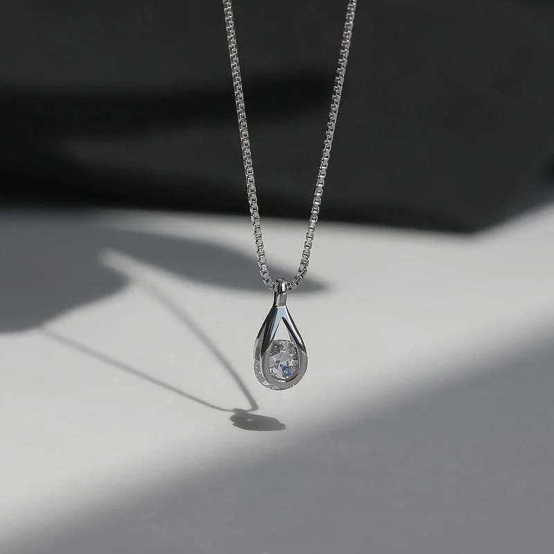 Water Drop Necklace-Es1720 [White Gold Color]]