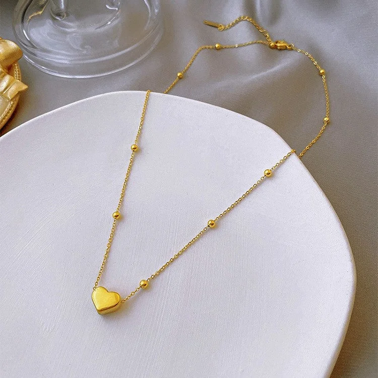 Gold-Beaded Love Necklace