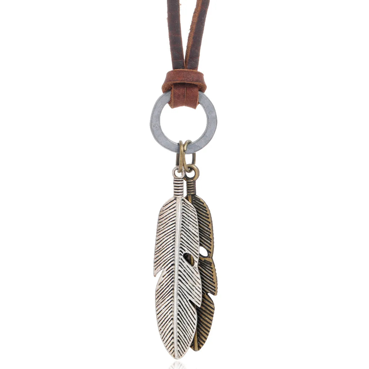 Necklaces Durability Rating-Hip-Hop Retro Alloy Feather Adjustable Necklace