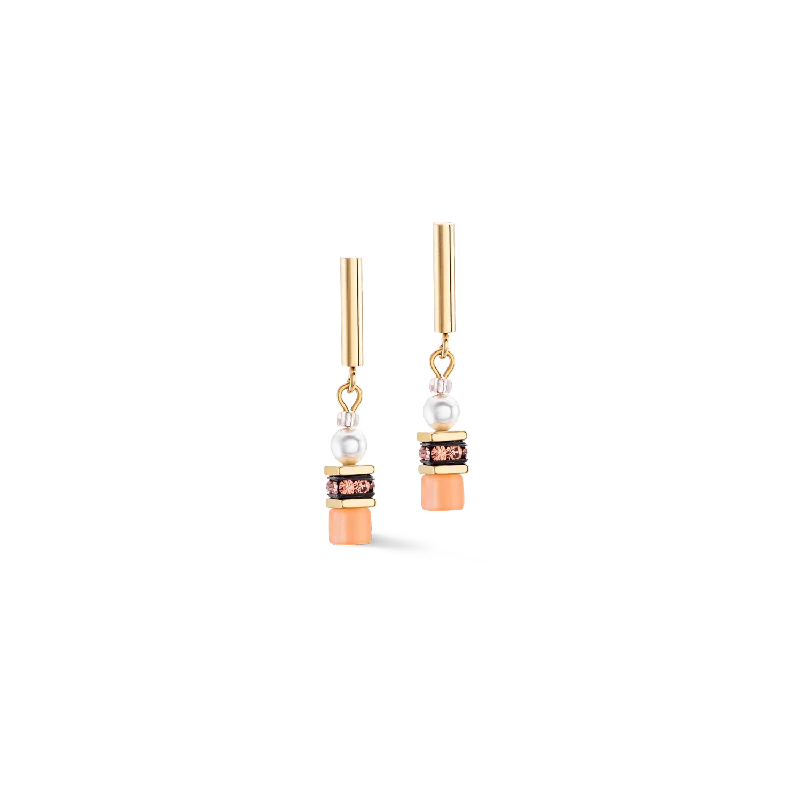 Earrings For Long Necks-GeoCUBE® Mini Fusion Pearls Earrings Apricot Crush