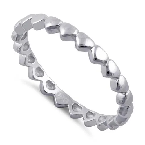 Eco-Made Rings-Sterling Silver Tiny Hearts Eternity Ring