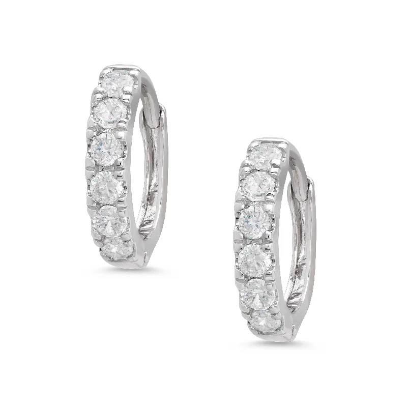 Best Unique Earrings-CZ Hoop Earrings - White (3mm)