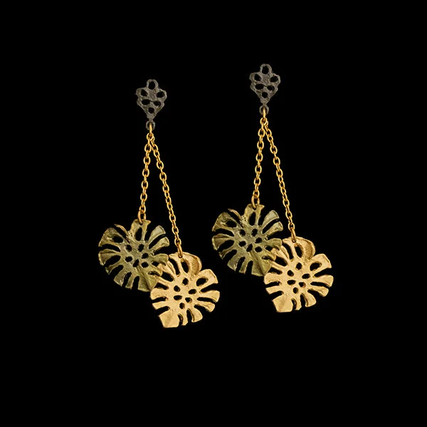 Earrings For Hot Days-Monstera Earrings -  Dangle Post