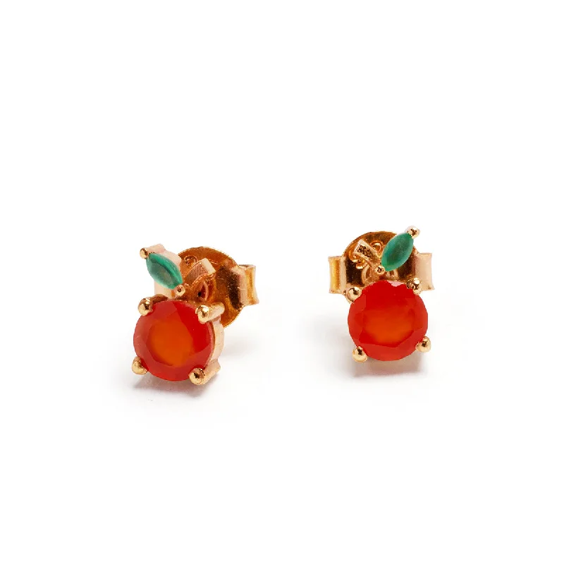 Earrings For Soft Style-Orange Stud Earring Pair