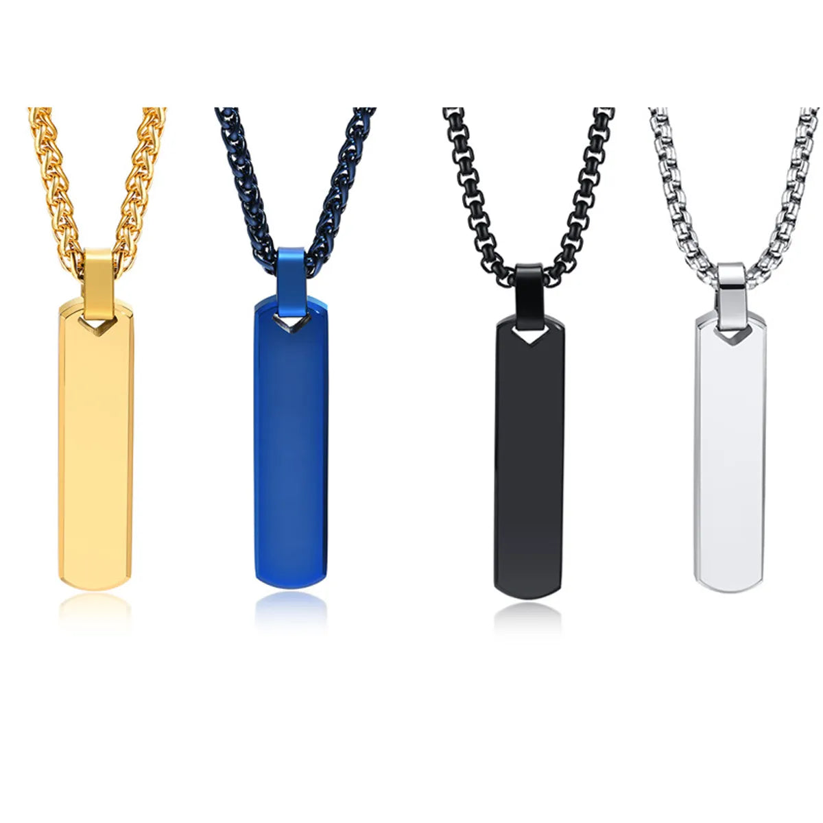 Necklaces With Secure Locks-Hip-Hop Rectangle Stainless Steel Men'S Pendant Necklace