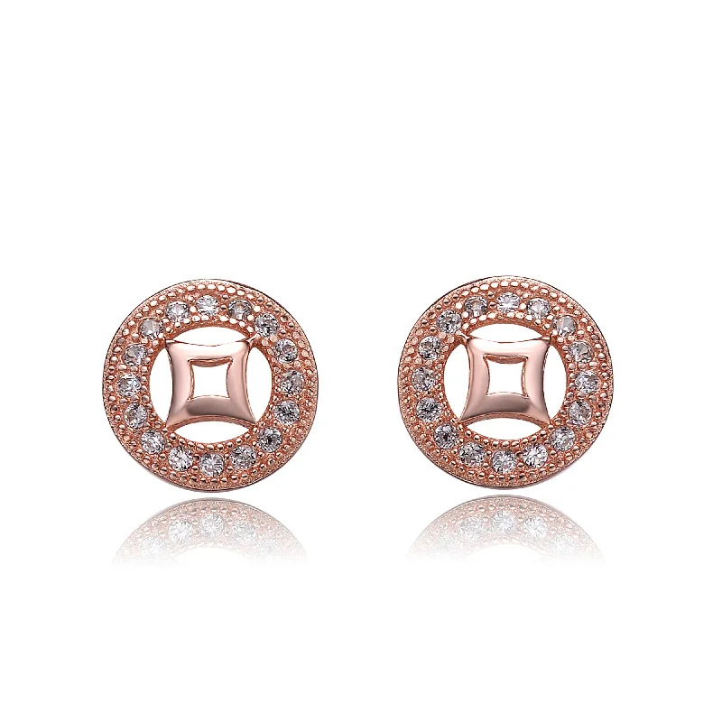 Earrings For Hard Days-Caroline Rose Plated Outlined Circle Design Earrings