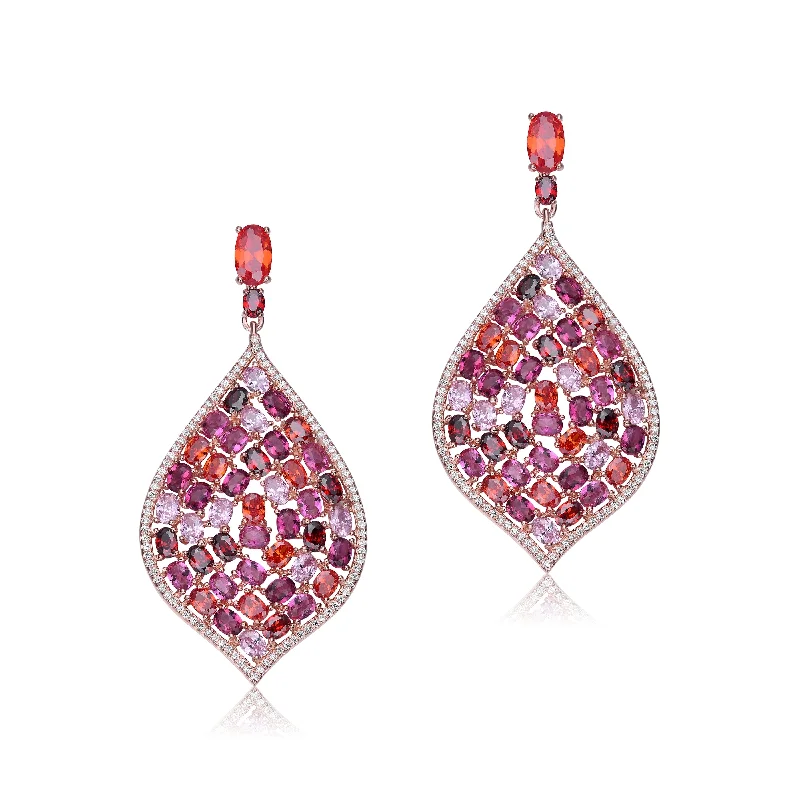 Earrings Repair Guide-Sterling Silver with Rose Gold Plated and Ruby Cubic Zirconia Drop Earrings